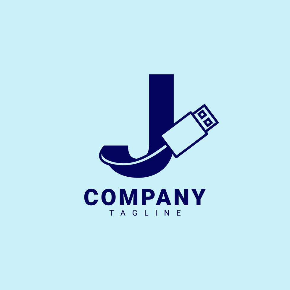 letter J usb clean and professional vector logo design