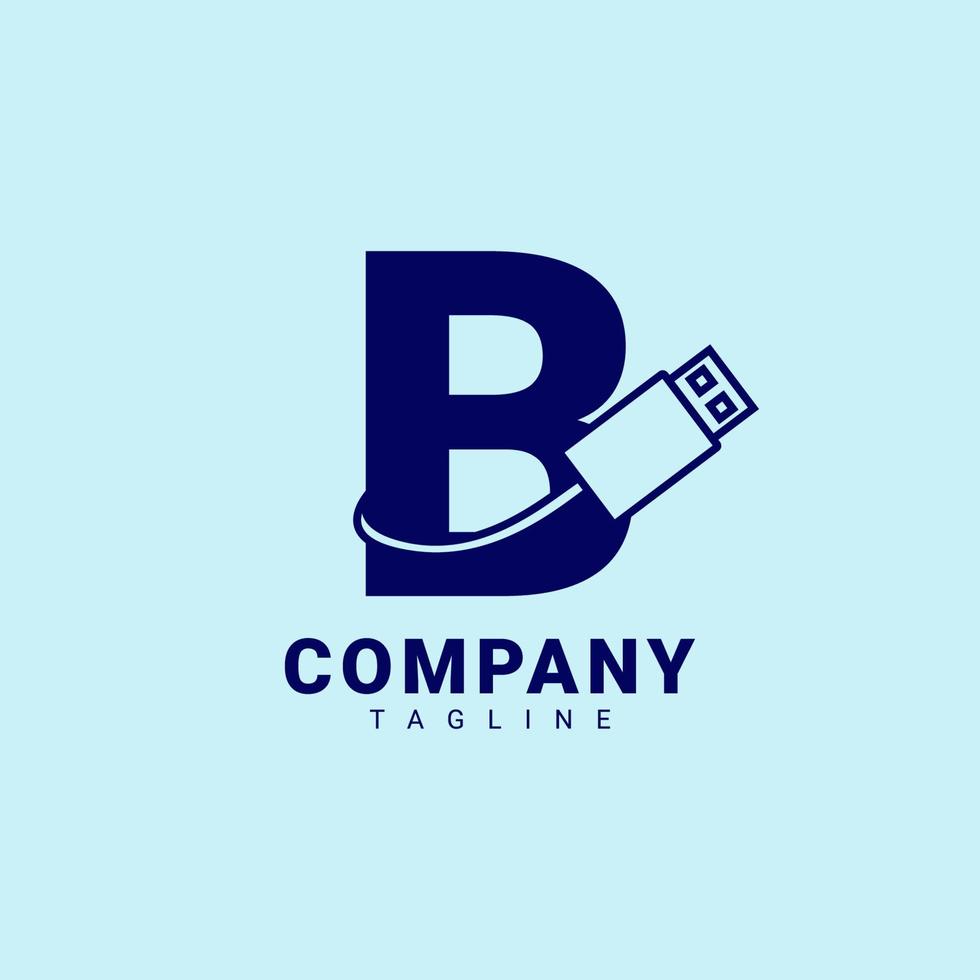 letter B usb clean and professional vector logo design