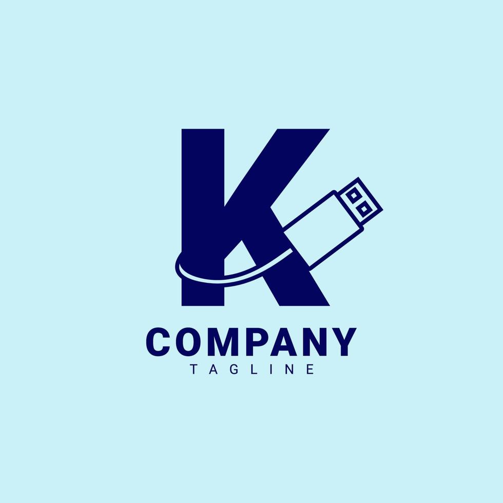 letter K usb clean and professional vector logo design