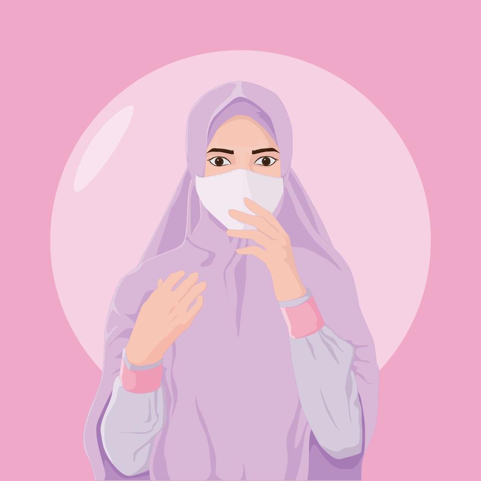 Muslim women wearing masks vector