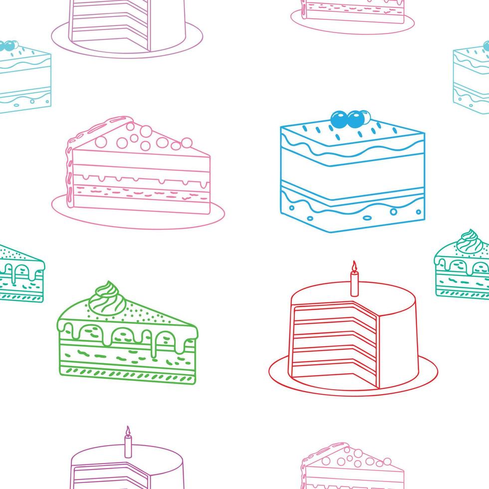 cake seamless pattern line art vector