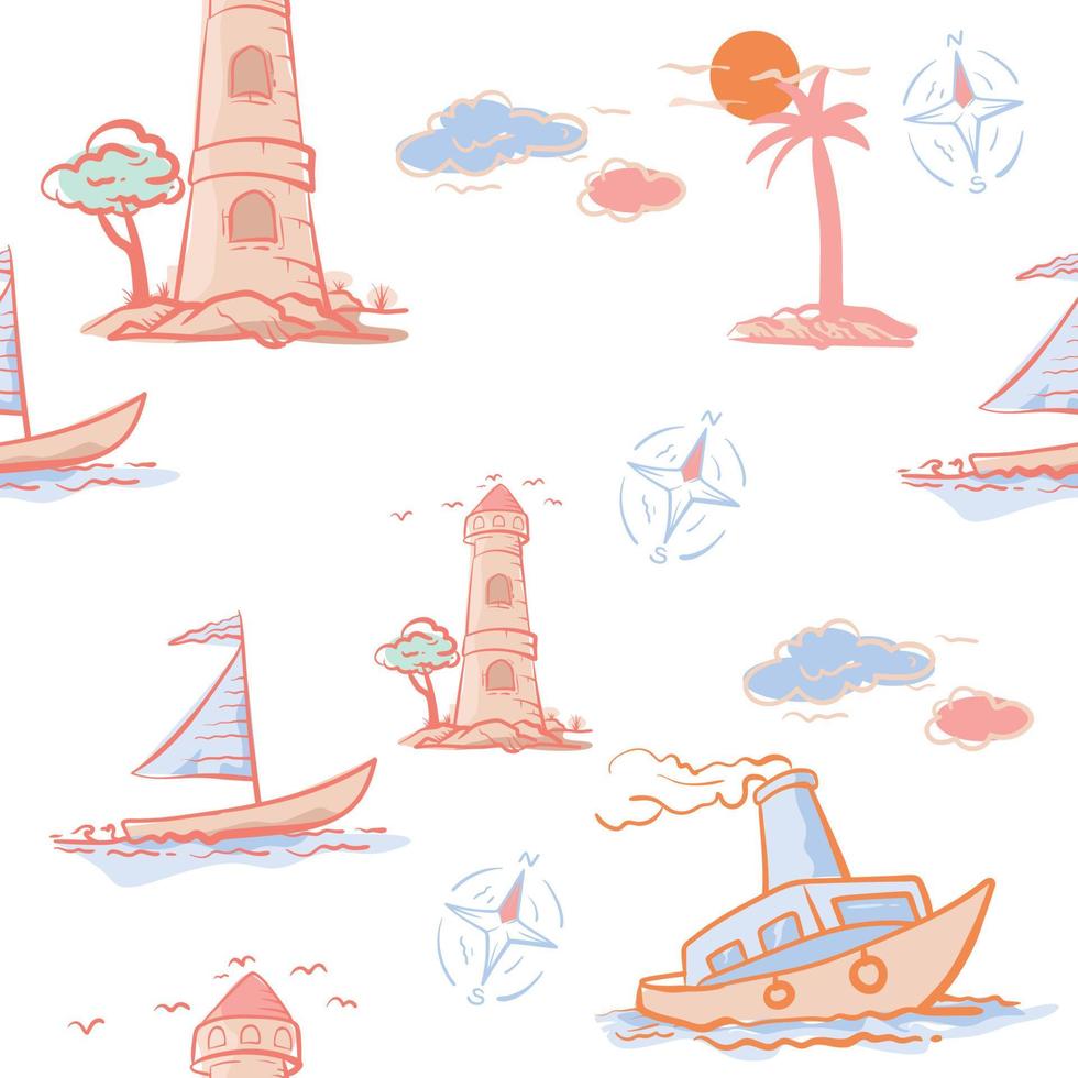 Seamless pattern sea and Sky illustration vector