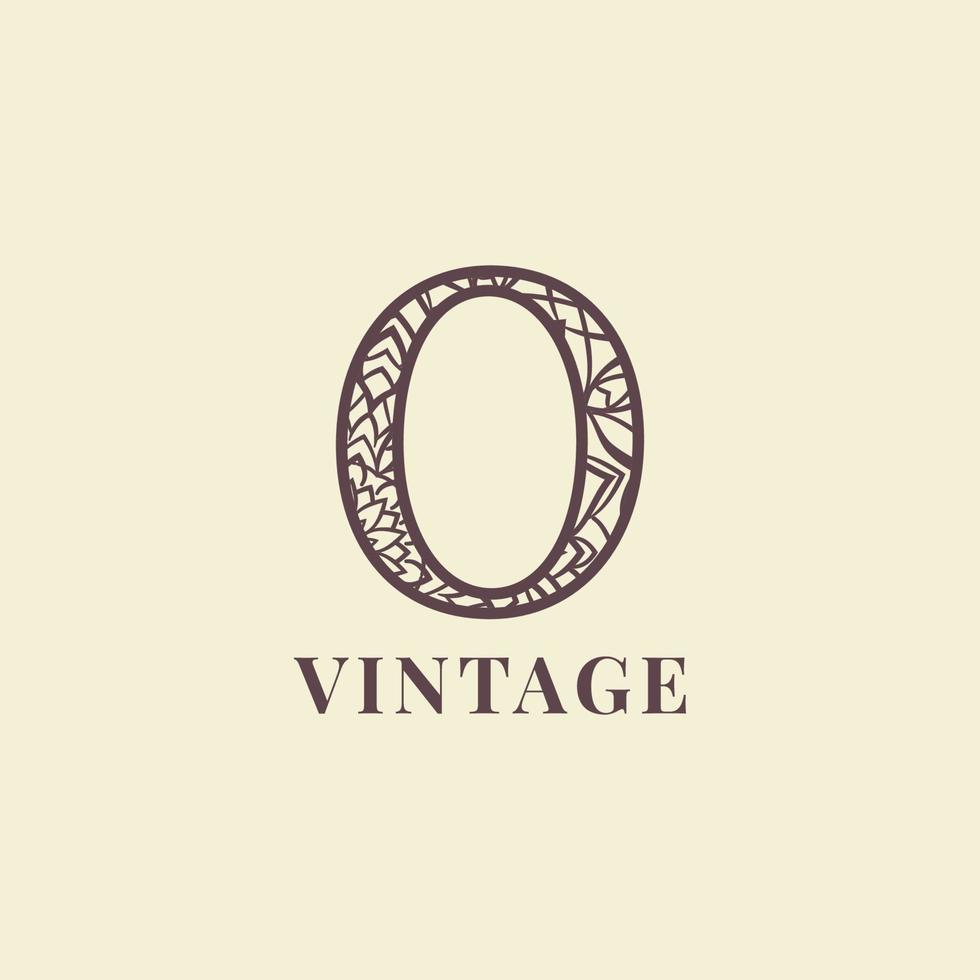 diseño de vector de logotipo de decoración vintage de letra o