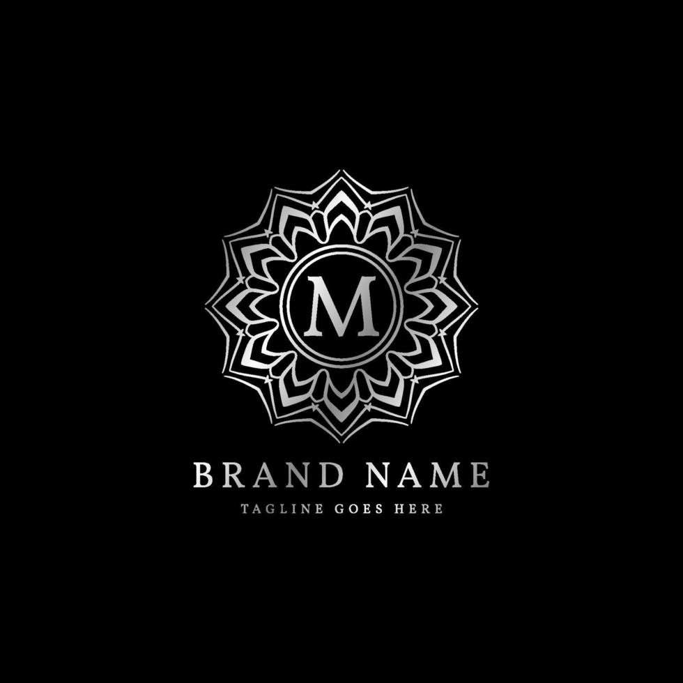 abstract round luxury letter M logo design for elegant fashion brand, beauty care, yoga class, hotel, resort, jewelry vector