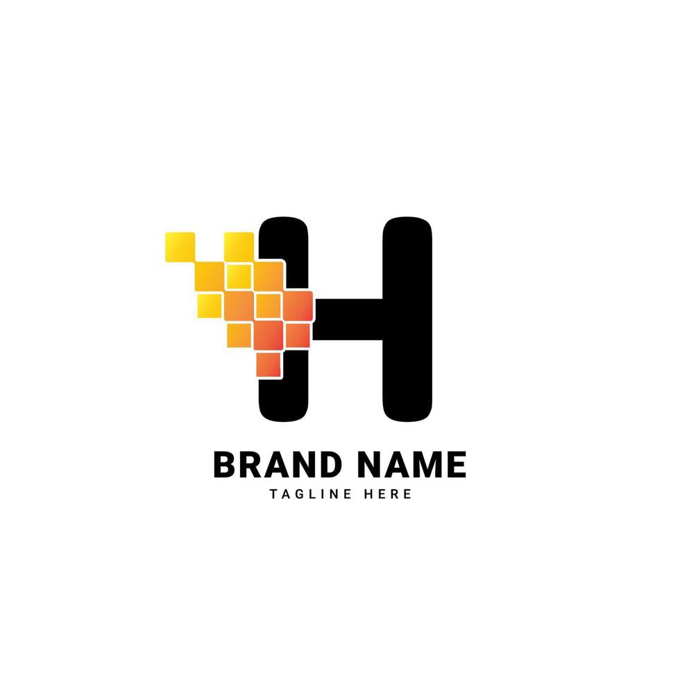 Letter H digital pixel modern gradient technology vector logo design