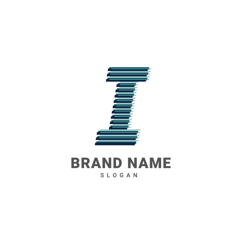 letter I optic illusion logo, trendy glitch alphabet brand vector