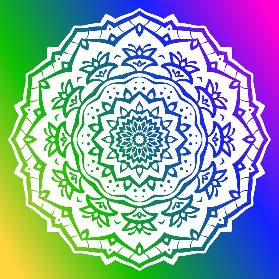 abstract mandala gradient rainbow color style round trippy vector design