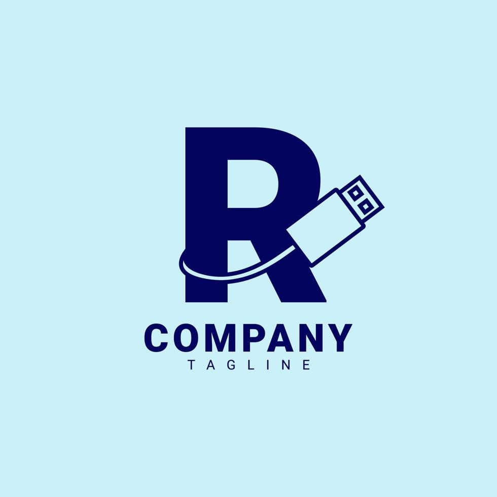 letter R usb clean and professional vector logo design