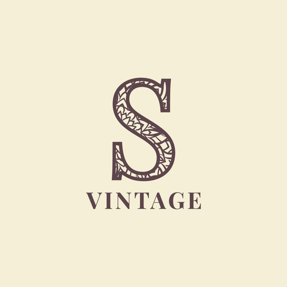 diseño de vector de logotipo de decoración vintage de letra s
