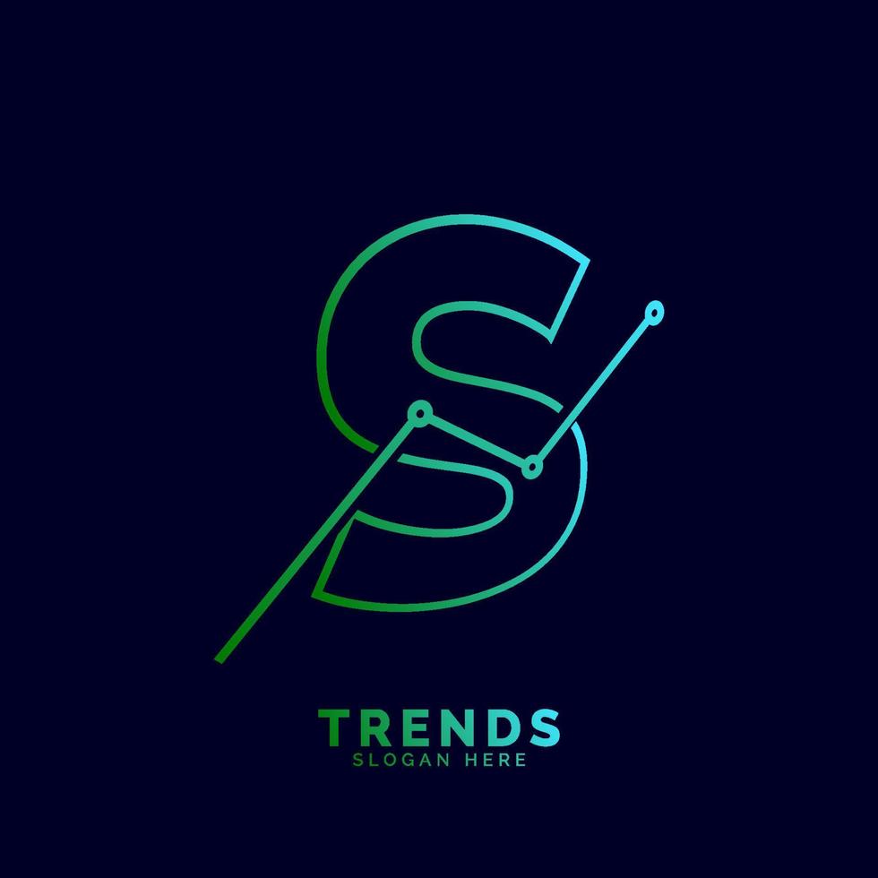 dynamic outline letter S trends statistic vector logo design