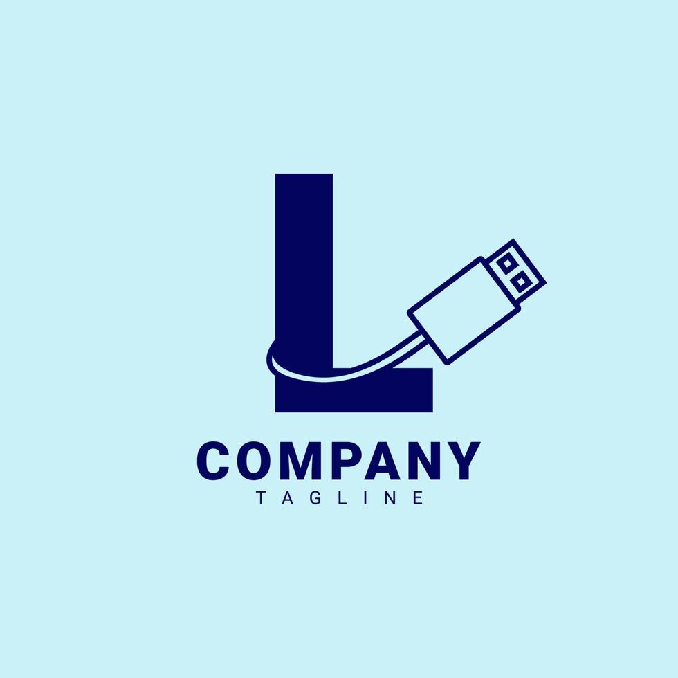 letter L usb clean and professional vector logo design