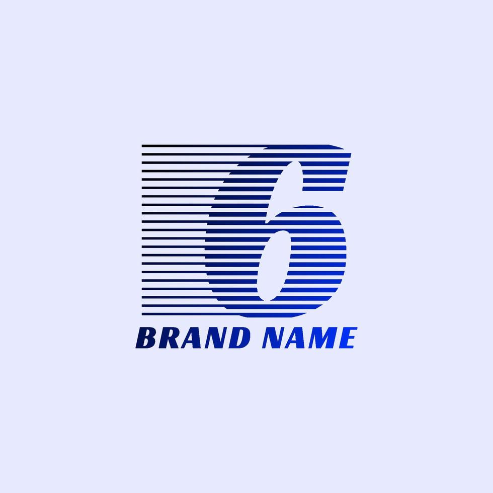 number 6 stripes professional corporate initials vector logo design