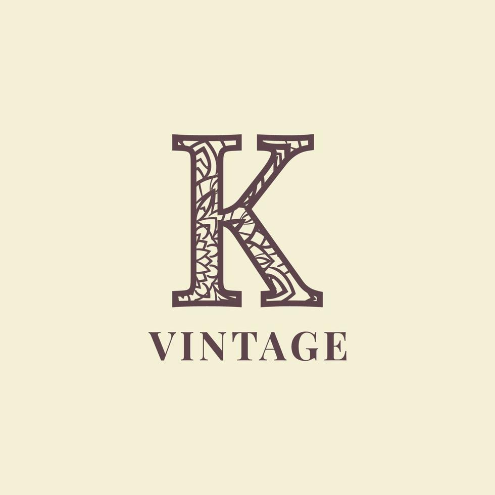 letter K vintage decoration logo vector design