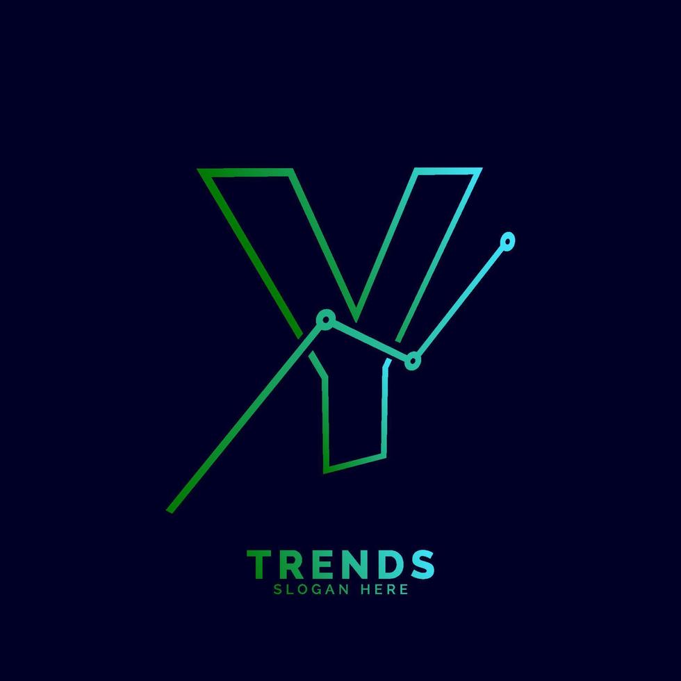 dynamic outline letter Y trends statistic vector logo design
