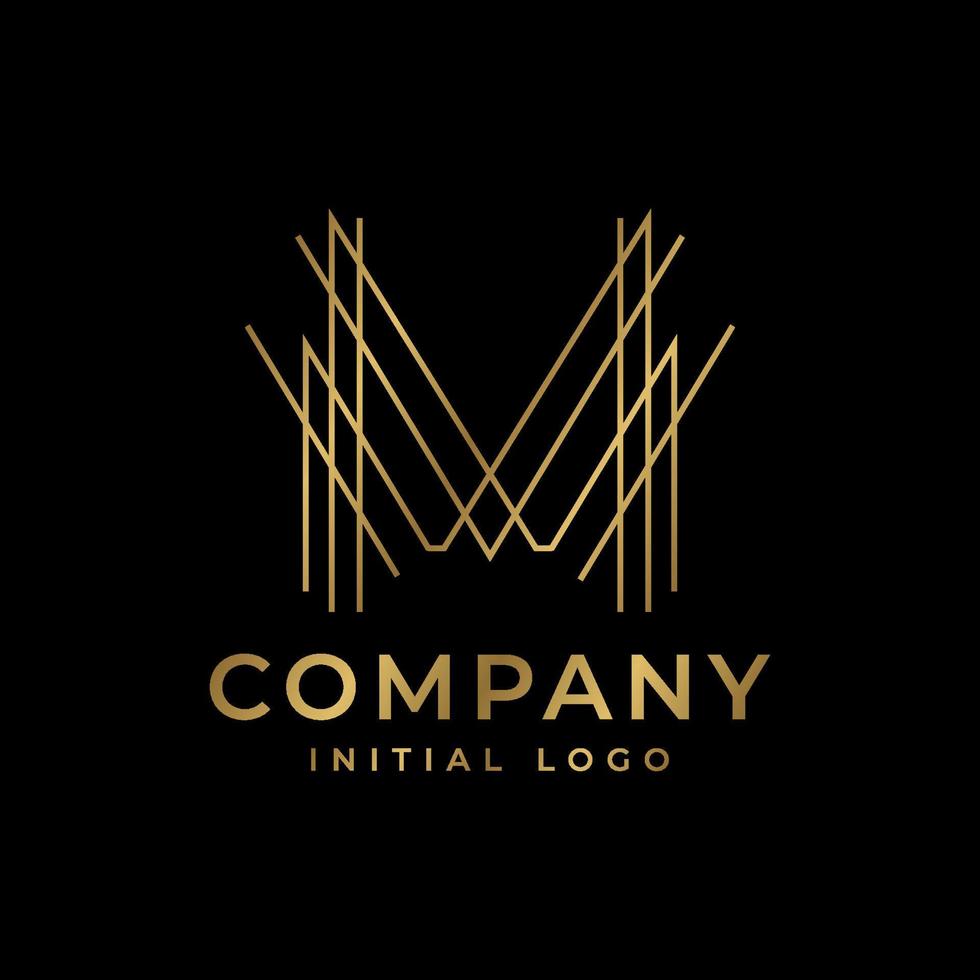 letter M abstract sketch initial vector logo design element