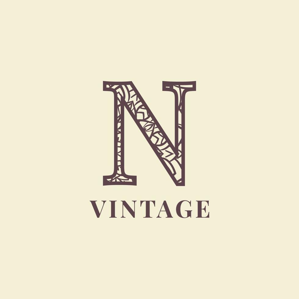letter N vintage decoration logo vector design