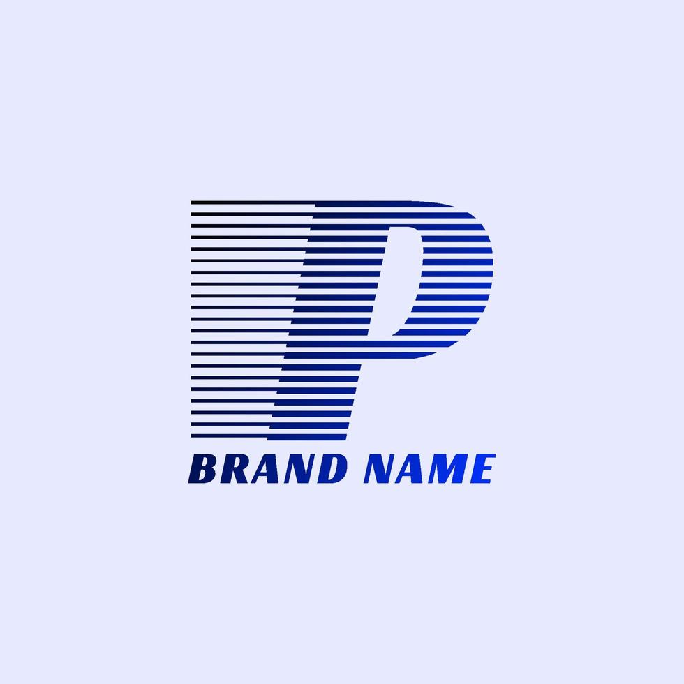 letter P stripes professional corporate initials vector logo design