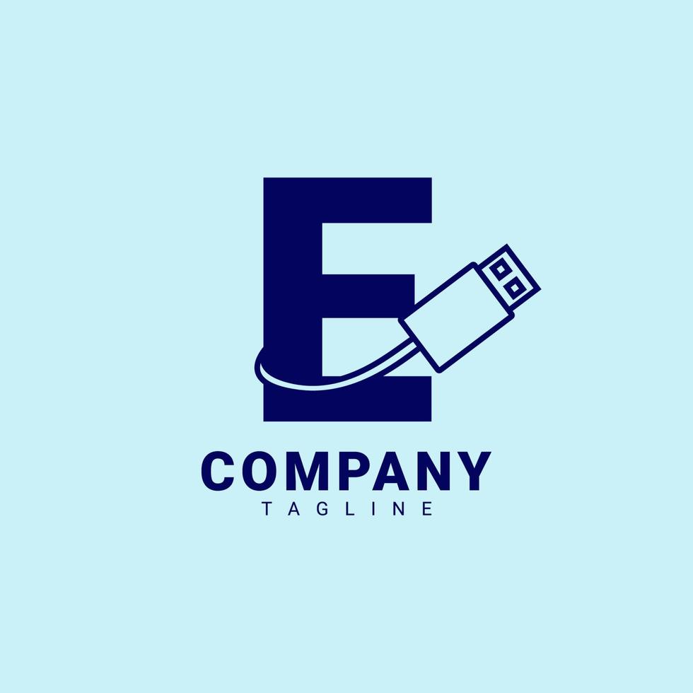 letter E usb clean and professional vector logo design
