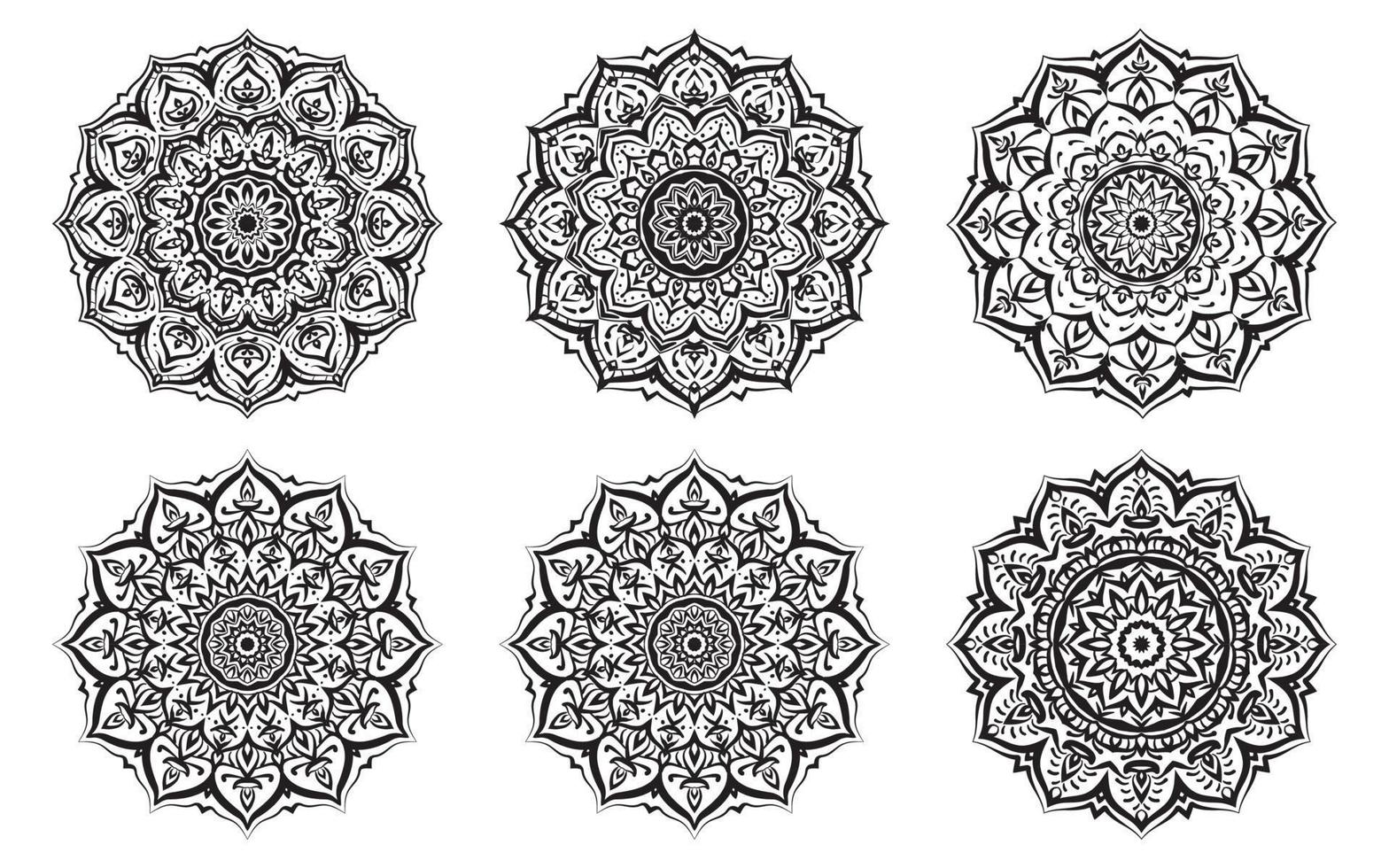Set of Mandalas coloring book for spiritual mindful art therapy and vector design decoration