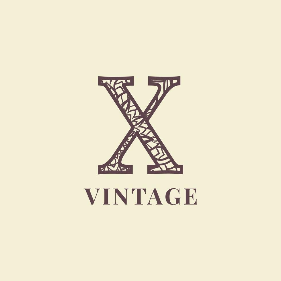 diseño de vector de logotipo de decoración vintage de letra x