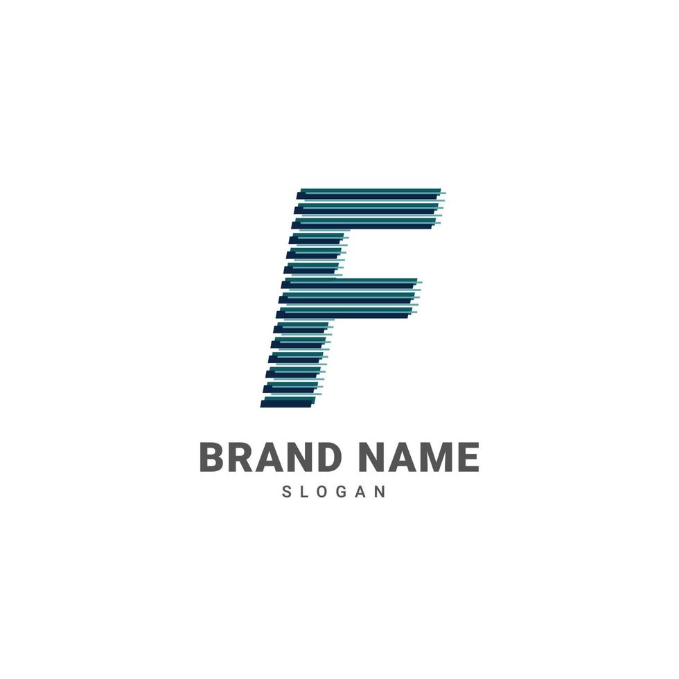 letter F optic illusion logo, trendy glitch alphabet brand vector