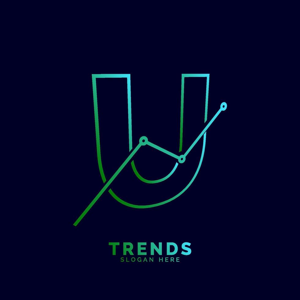 dynamic outline letter U trends statistic vector logo design