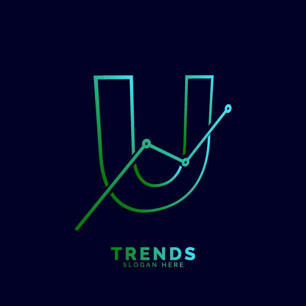 dynamic outline letter U trends statistic vector logo design