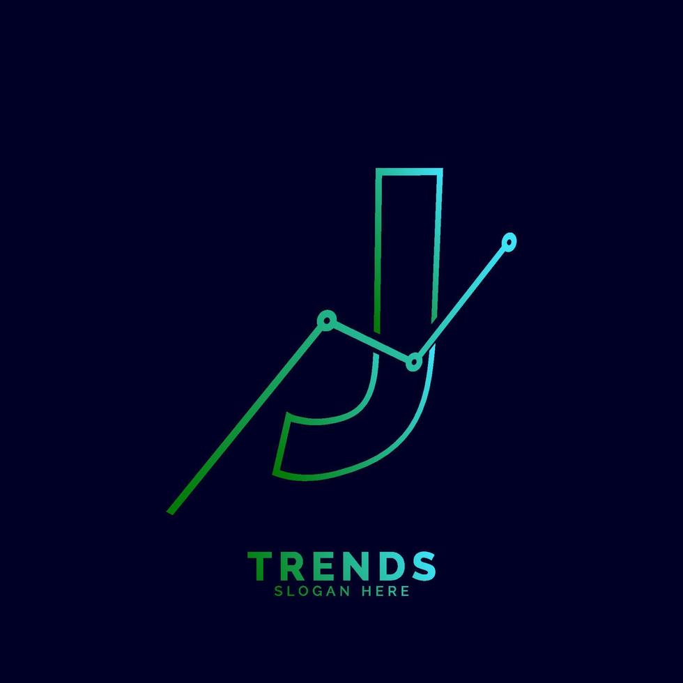 dynamic outline letter J trends statistic vector logo design