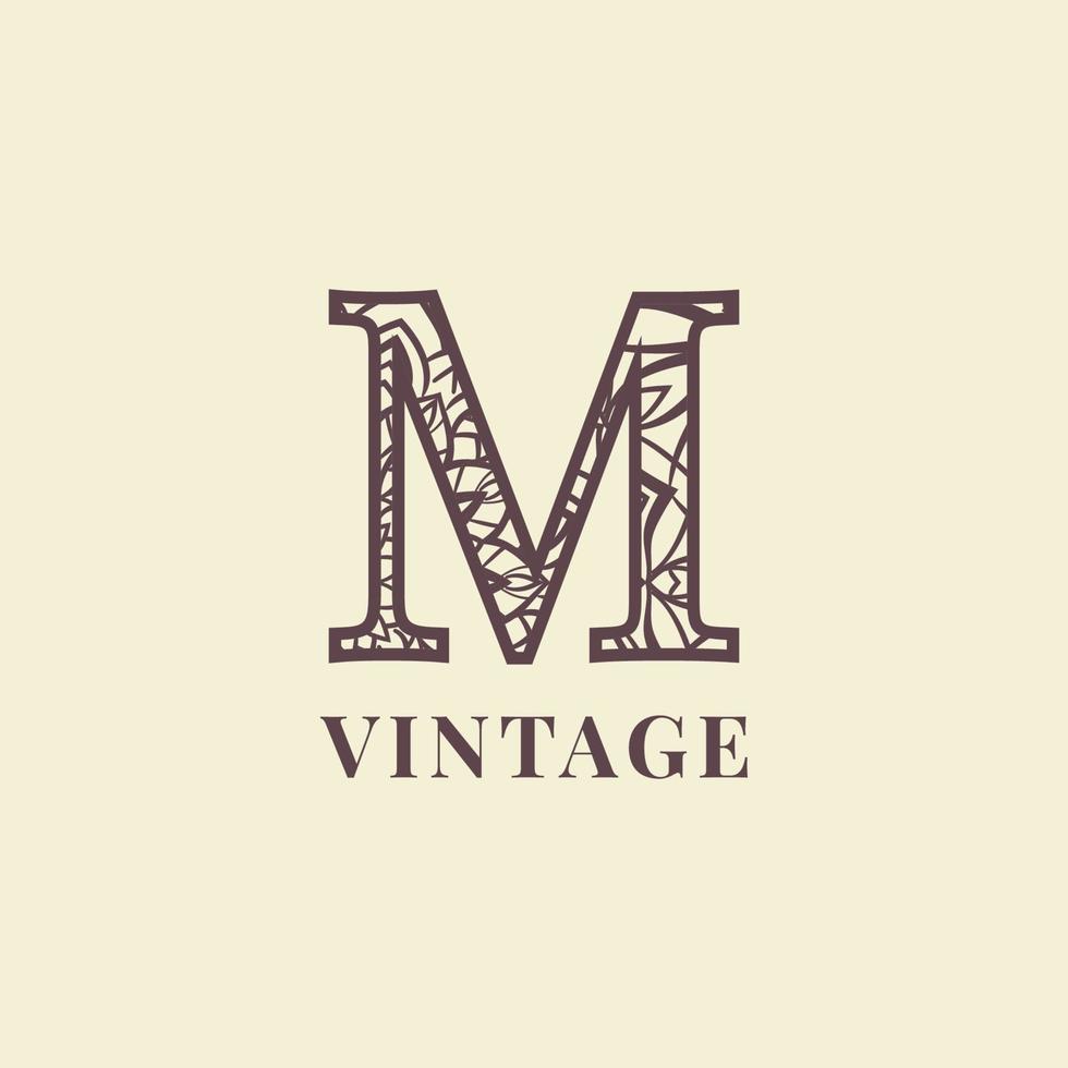 letter M vintage decoration logo vector design