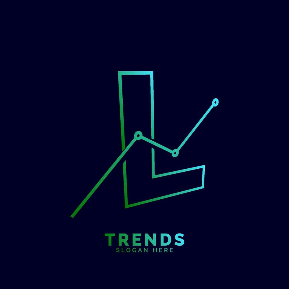 dynamic outline letter L trends statistic vector logo design