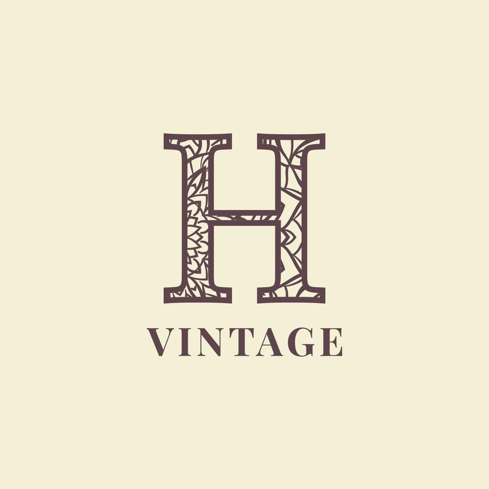 letter H vintage decoration logo vector design