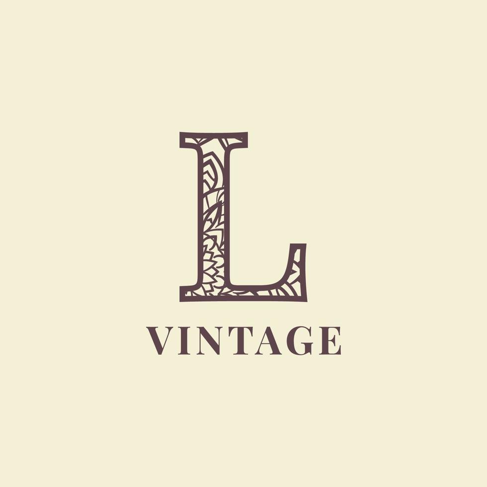 diseño de vector de logotipo de decoración vintage de letra l