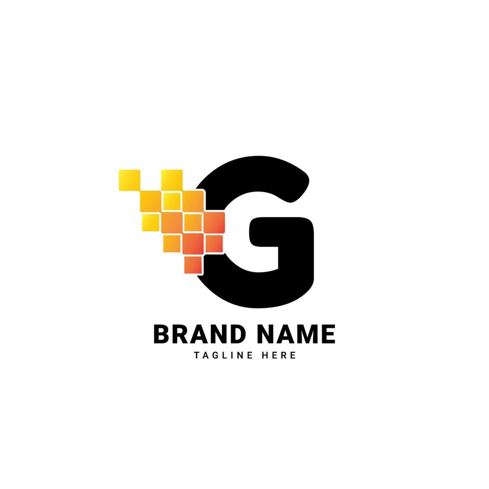 Letter G digital pixel modern gradient technology vector logo design