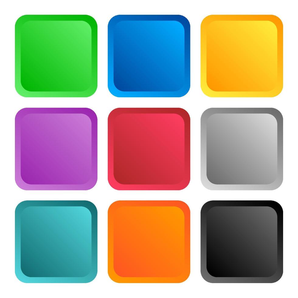 Multi color button 3d square icon background for web or print design element vector