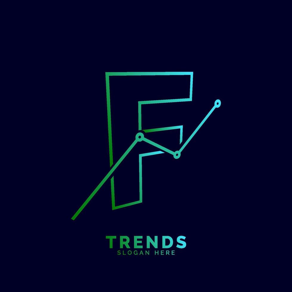 dynamic outline letter F trends statistic vector logo design