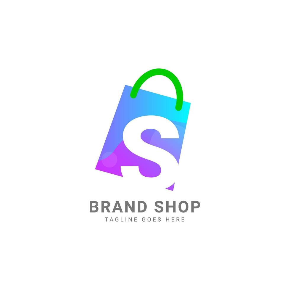 letter S trendy shopping bag vector logo design element