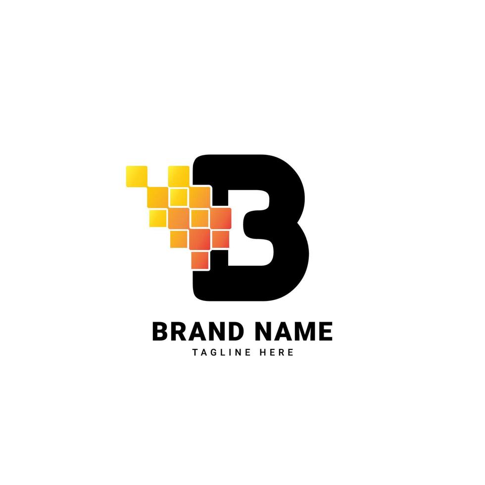 Letter B digital pixel modern gradient technology vector logo design