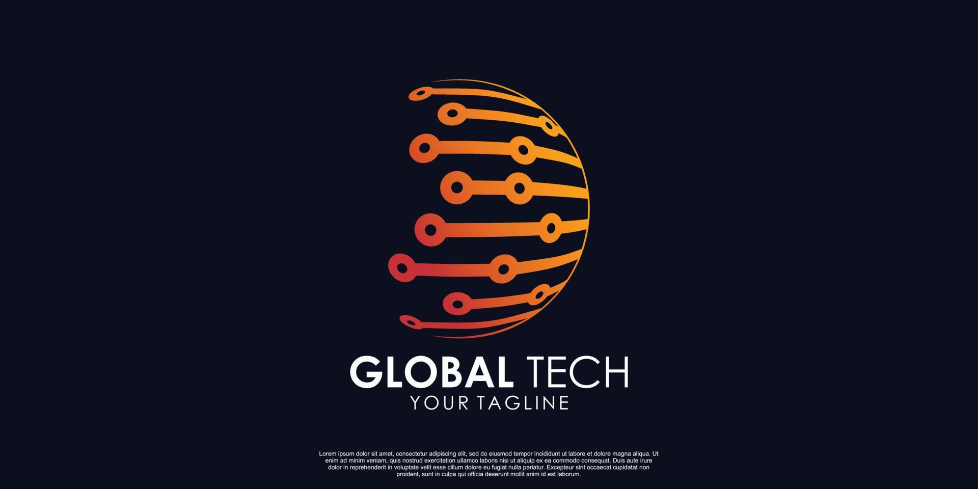 vector premium de diseño de logotipo de tecnología global