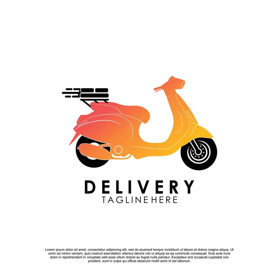 Delivery logo with bike man or courier Premium Vector