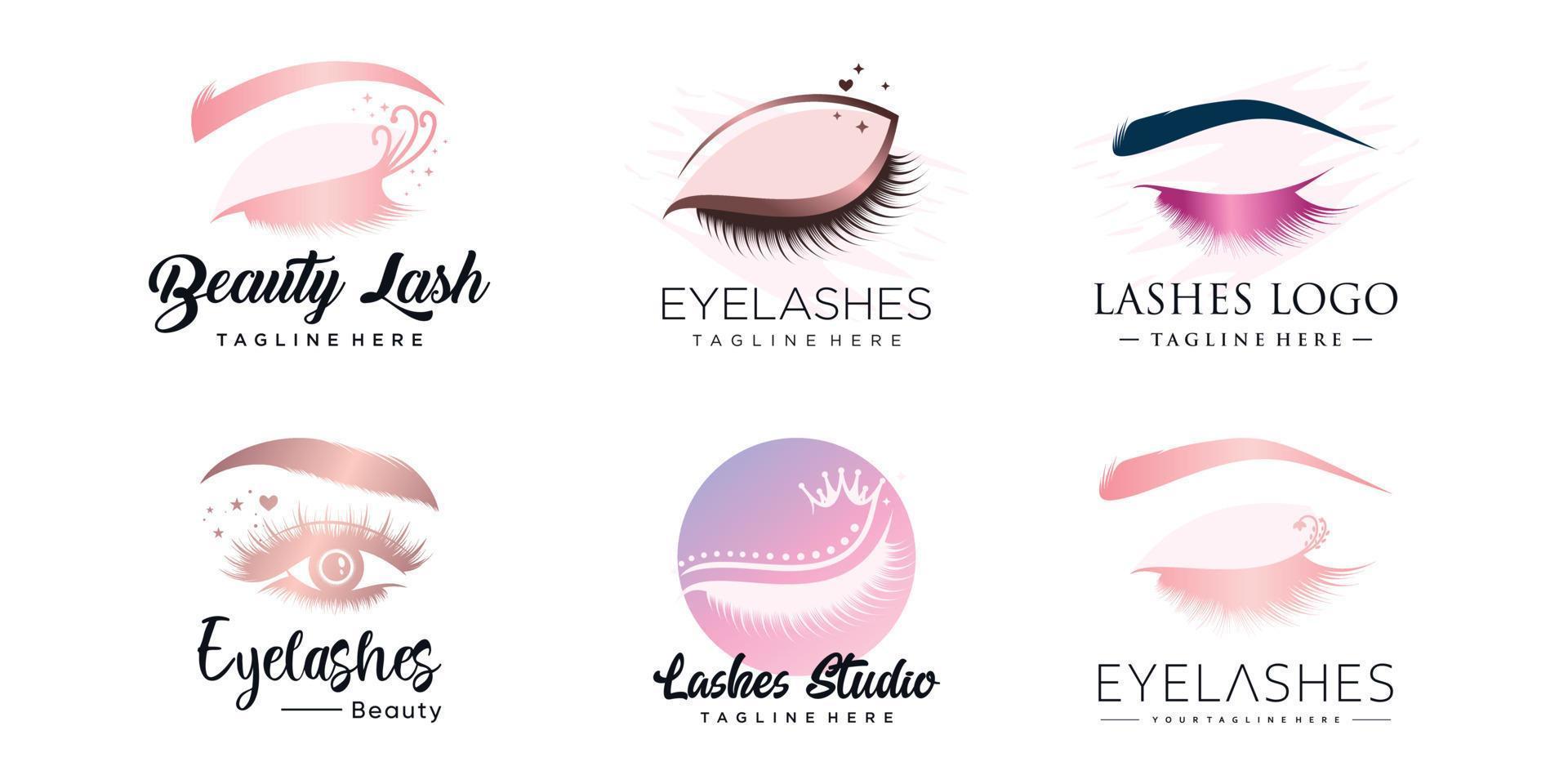 Set eyelashes logo design with modern abstract concept Premium Vector part 1