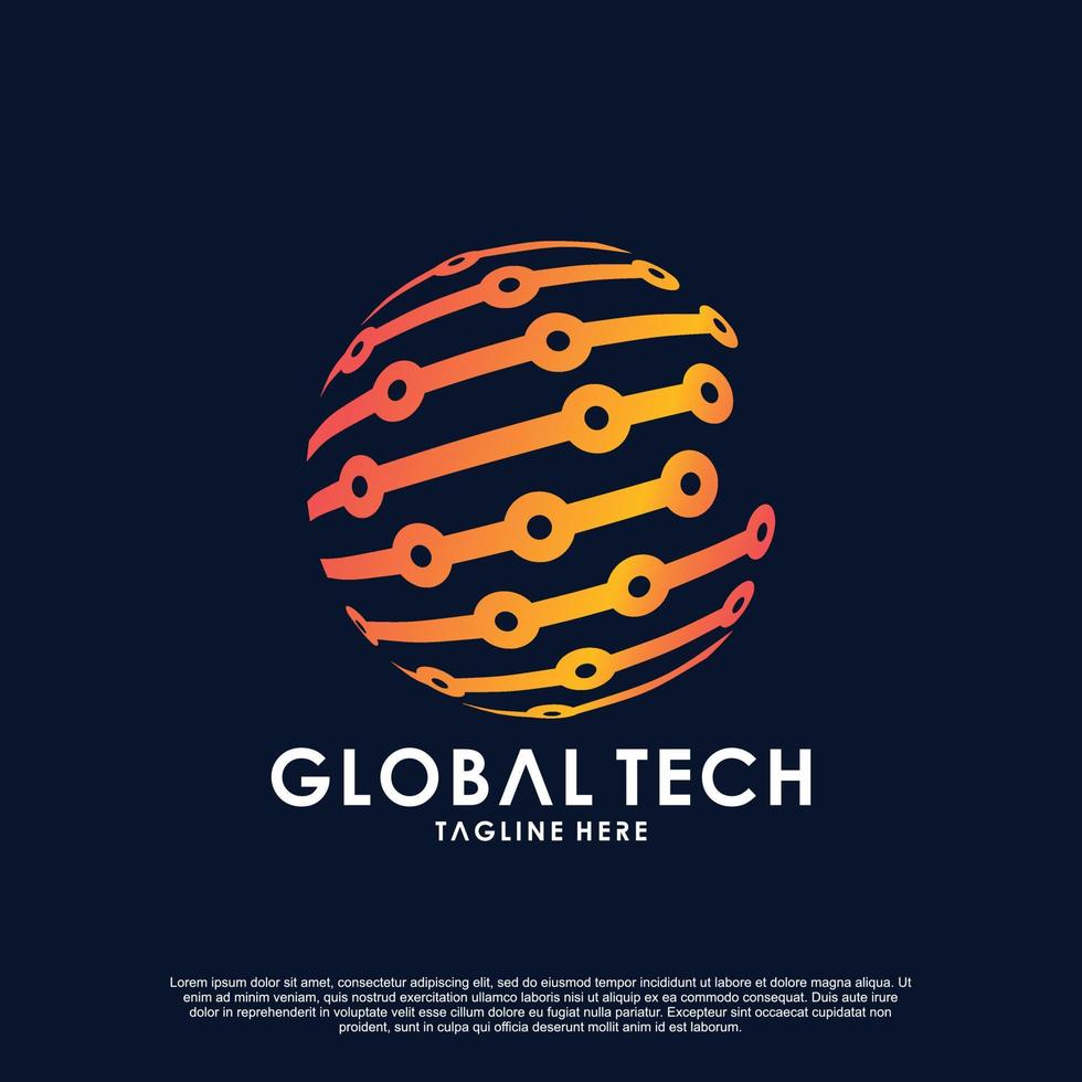 vector premium de diseño de logotipo de tecnología global