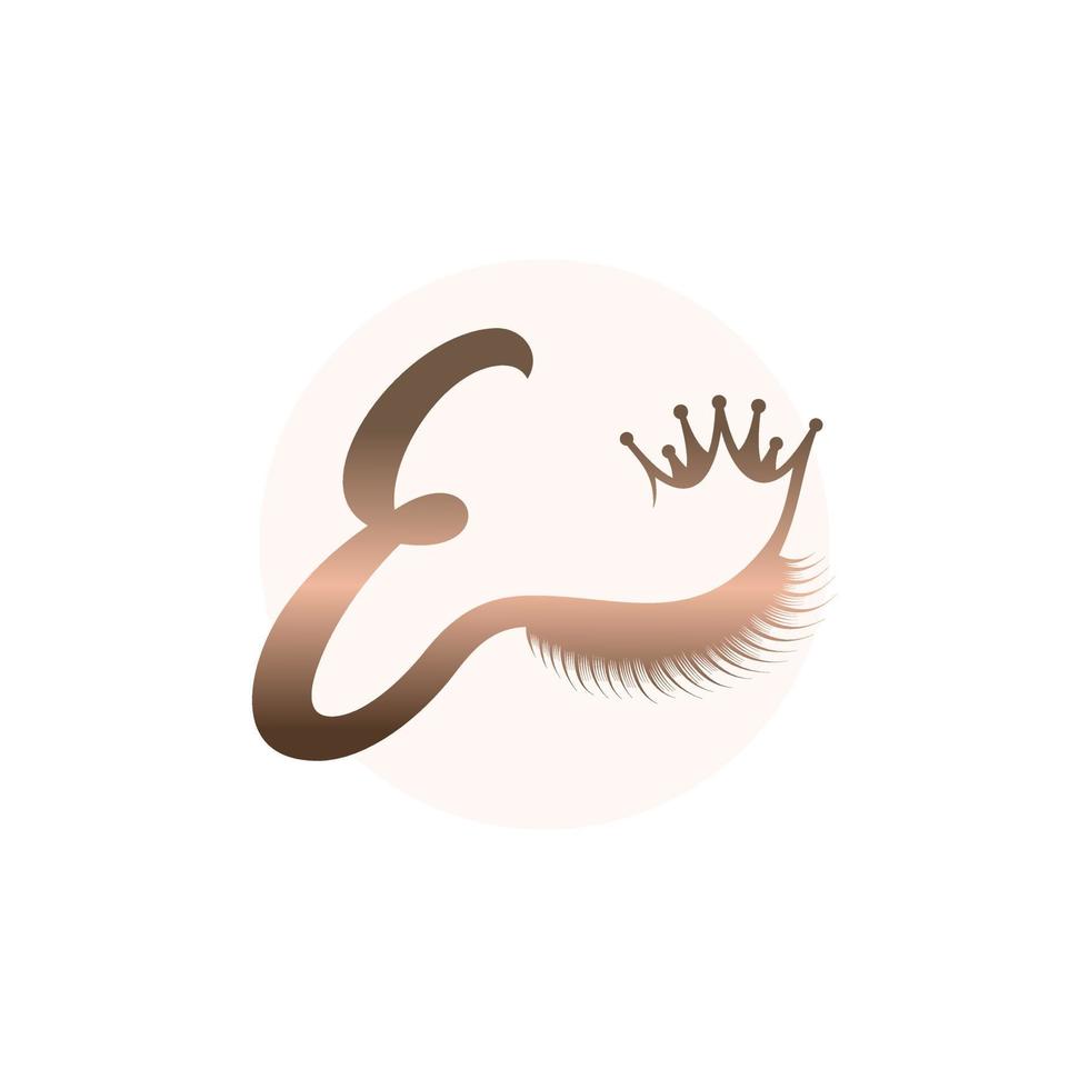 Letter E logo icon with lashes concept for beauty Premium Vector