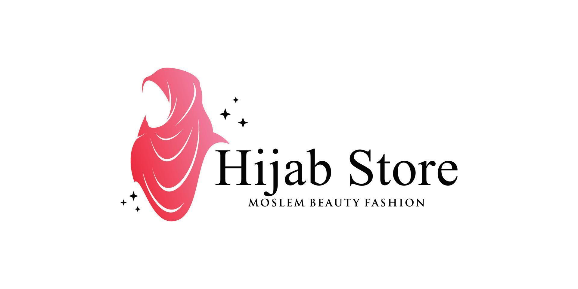 Hijab store logo design template with modern concept Premium Vector