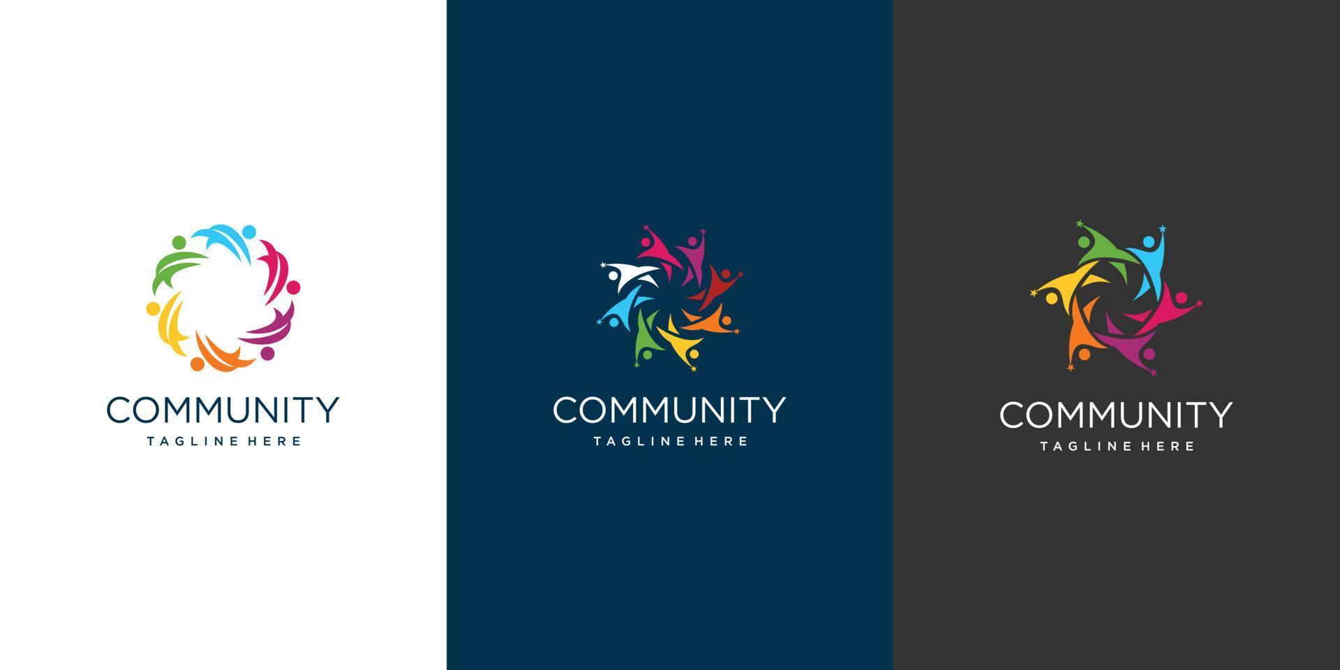 Community logo with creative concept premium vector