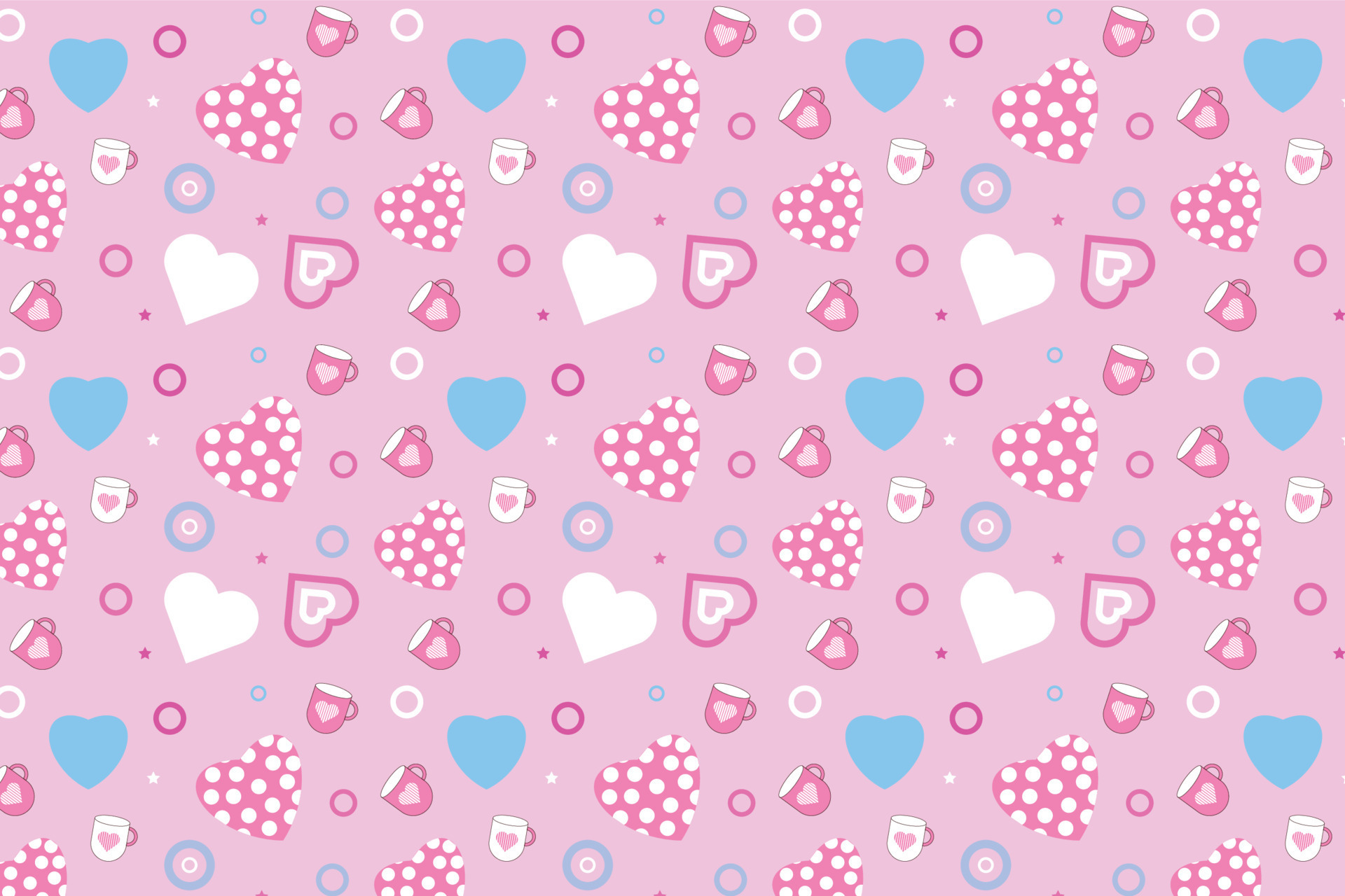 Beautiful minimal love pattern vector with love shapes and coffee mug.  Endless love pattern decoration on a pink background. Cute seamless  abstract pattern design for wallpapers and wrapping papers. 10840353 Vector  Art