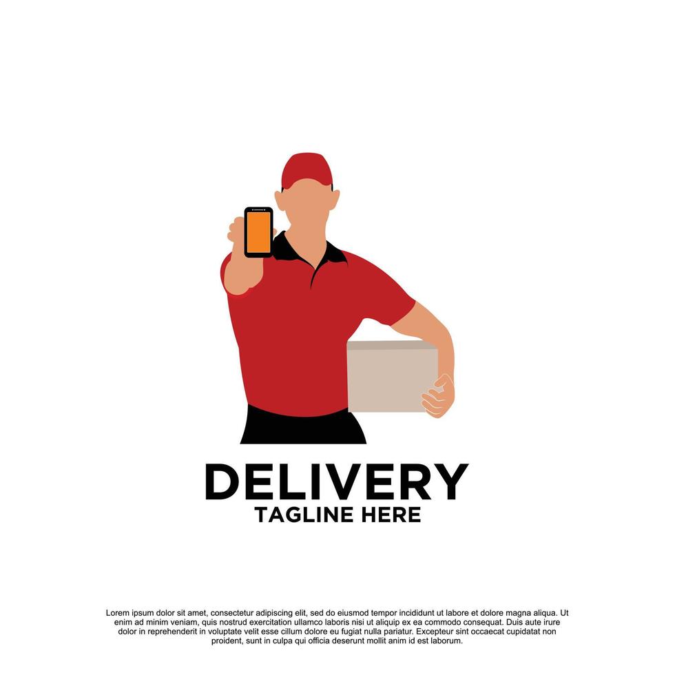 entrega con courier man logo design premium vector parte 6