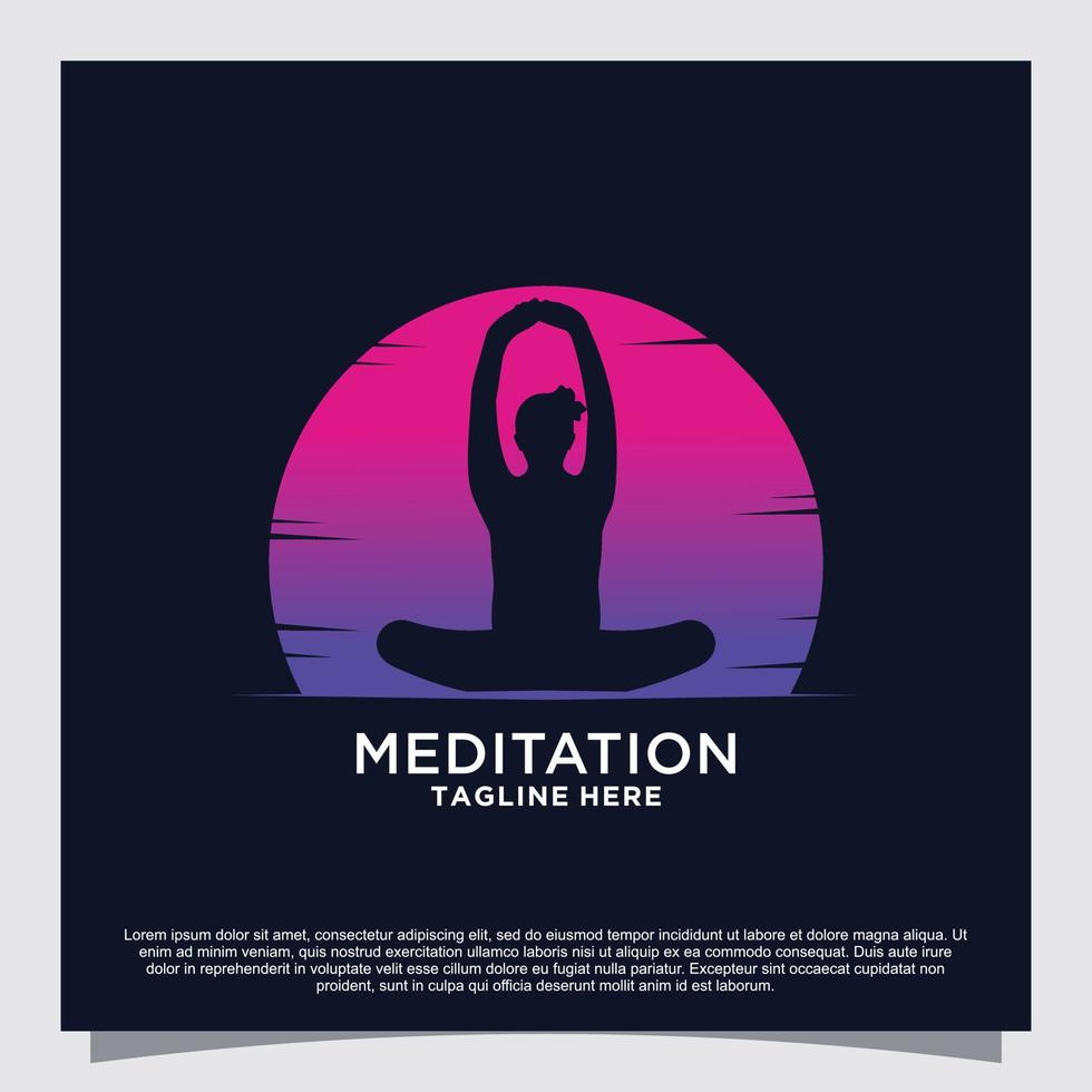 Meditation yoga logo design concept Premium Vector