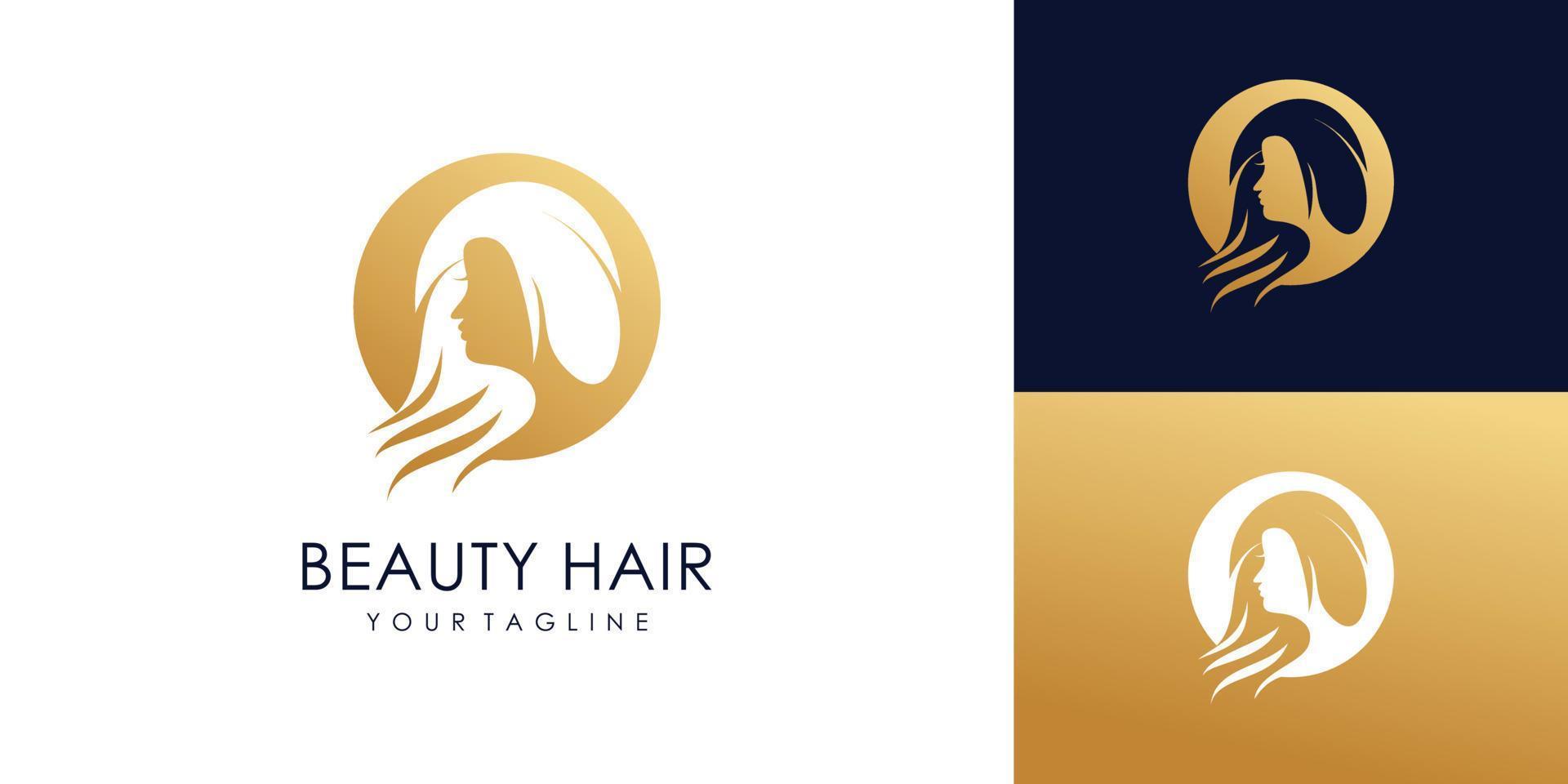 icono de vector de belleza y cabello para mujer con diseño de logotipo creativo moderno vector premium