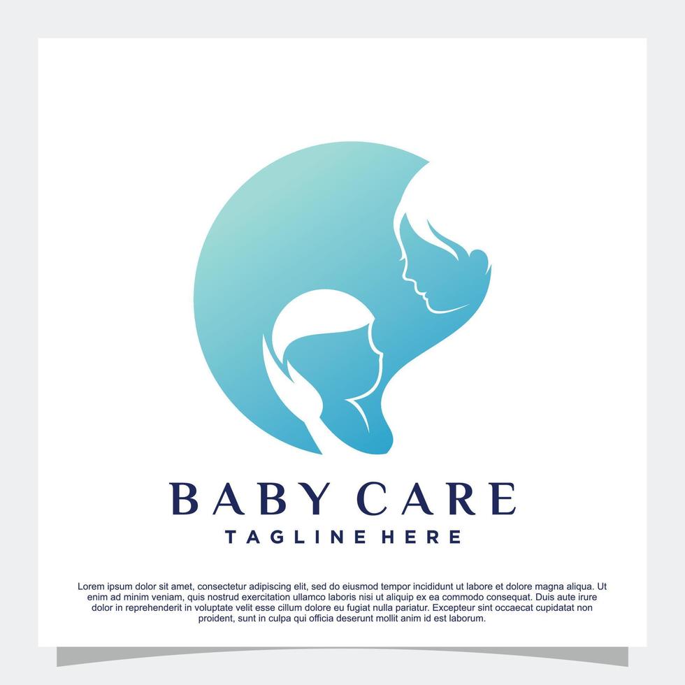 Baby care logo design with negative space concept Premium Vector