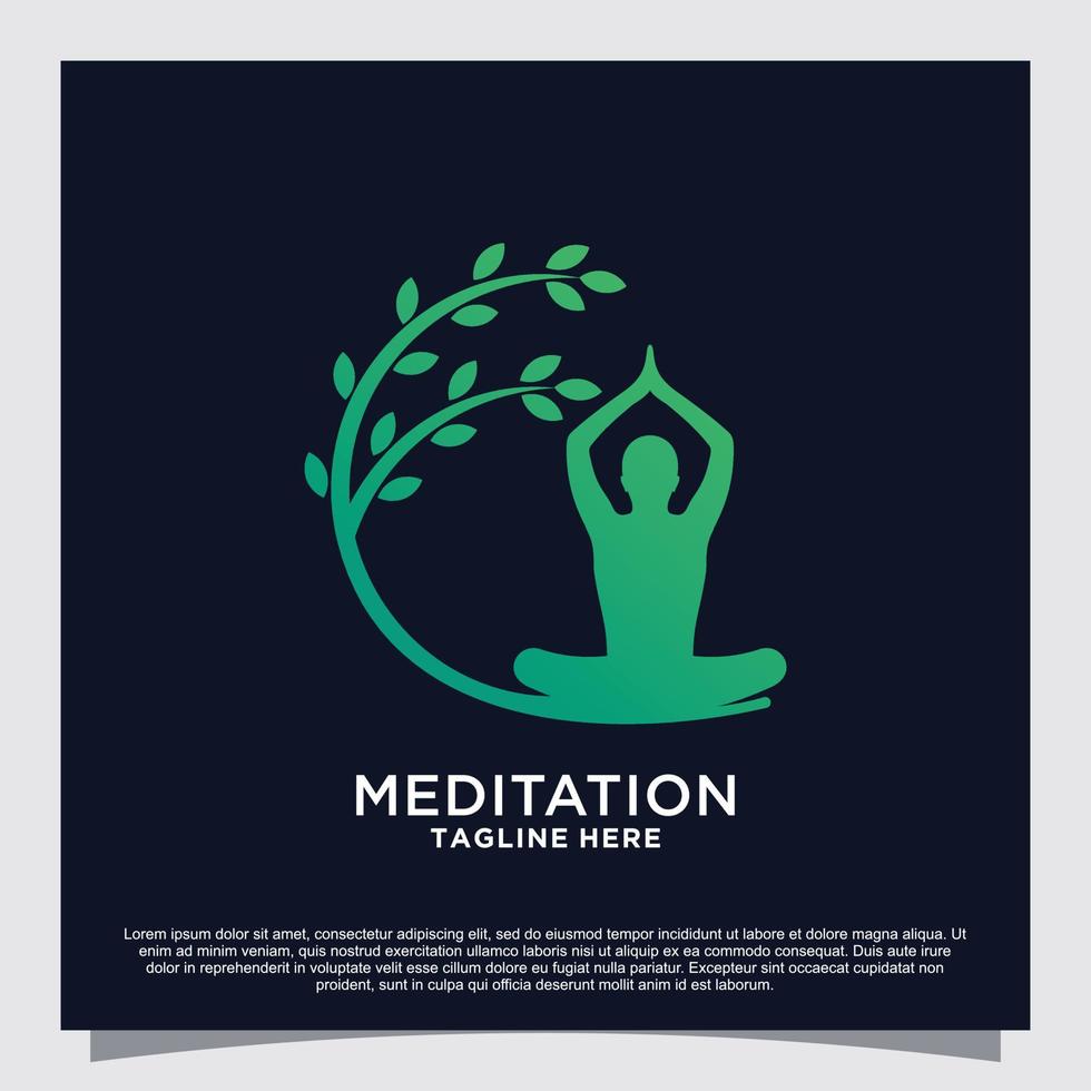 vector premium de concepto de diseño de logotipo de yoga de meditación